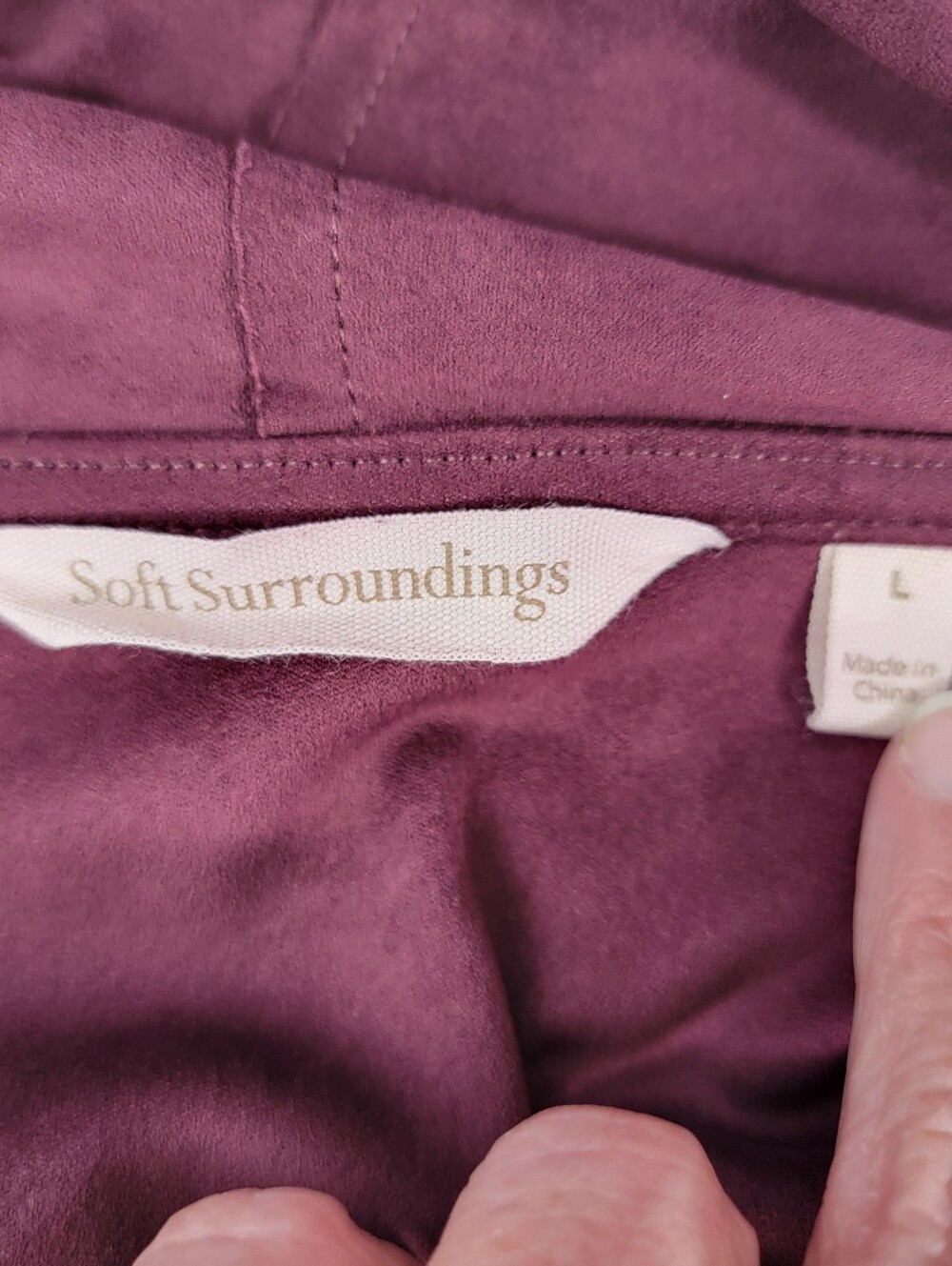 Soft Surroundings Shape Drape Faux Suede Open Cardigan Burgandy Cascading Large - Picture 5 of 8